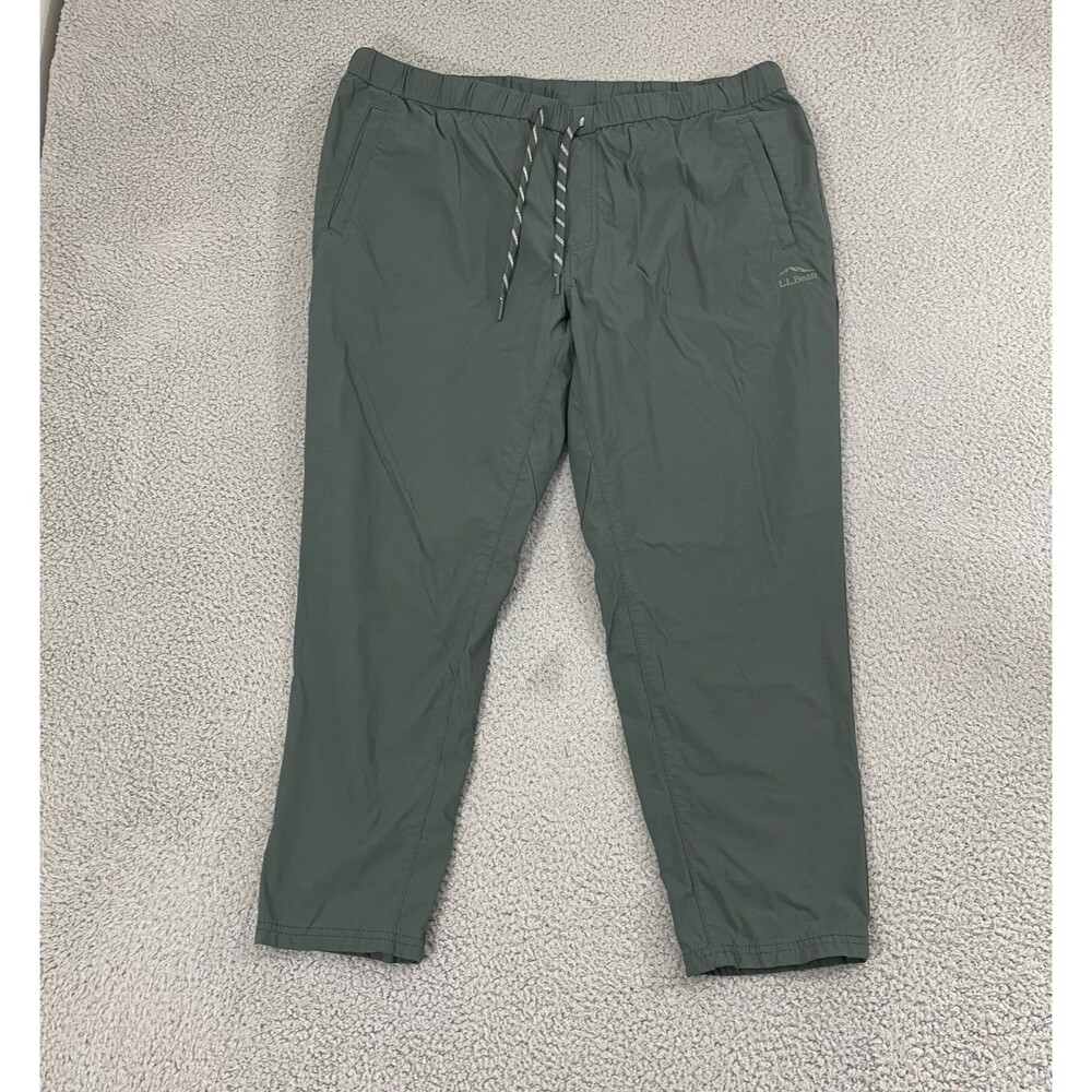 LL Bean Pants Men‎ XL Green Ripstop Outdoor Hiking Stretch Drawstring